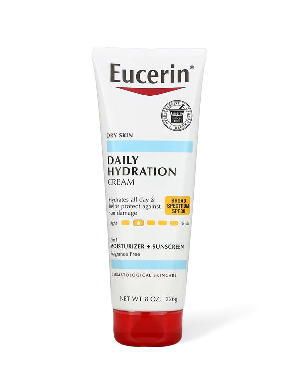 Eucerin Daily Moisturizing Cream, SPF 30, Fragrance Free, 8 fl oz (226 ml)