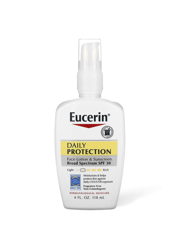 Eucerin Daily Protection Face Lotion & Sunscreen, SPF 30, Fragrance Free, 4 fl oz (118 ml)