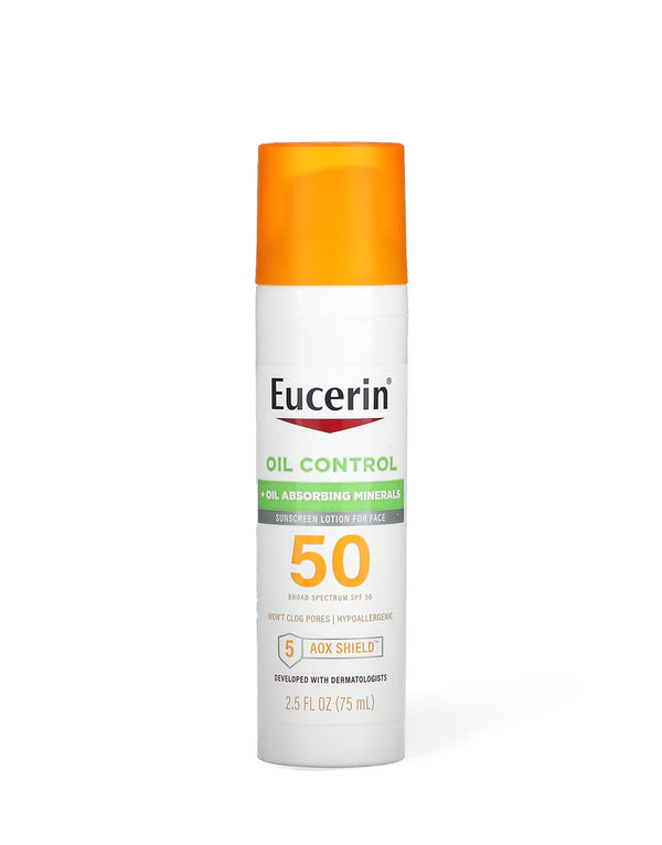 Eucerin Oil Control, Lightweight Sunscreen Lotion for Face, SPF 50, 2.5 fl oz (75 ml)